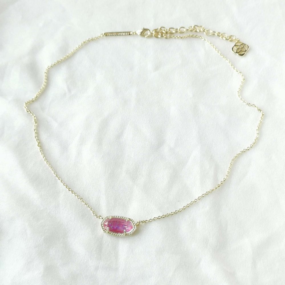 Elisa Gold Fuchsia Kyocera Opal Pendant Necklace NEW